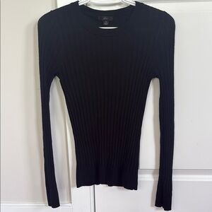 J. Crew Black Ribbed Long Sleeve Tee